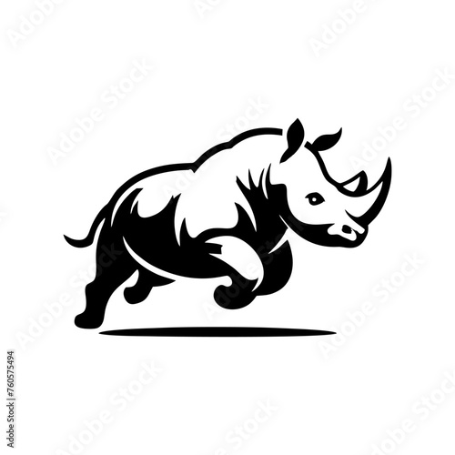 Rhino vector logo stock. Vector illustration of a silhouette of a rhino standing on isolated white background