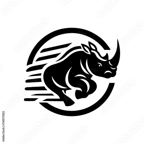 Wallpaper Mural Rhino vector logo stock. Vector illustration of a silhouette of a rhino standing on isolated white background Torontodigital.ca
