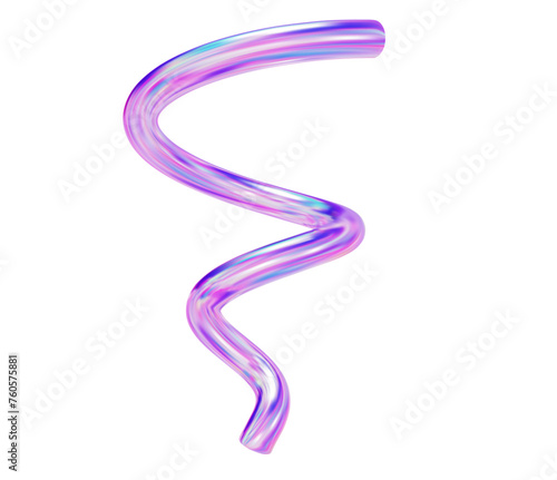 3d holographic geometric shape spiral. Metal simple figure for your design. Stock vector illustration on isolated background.