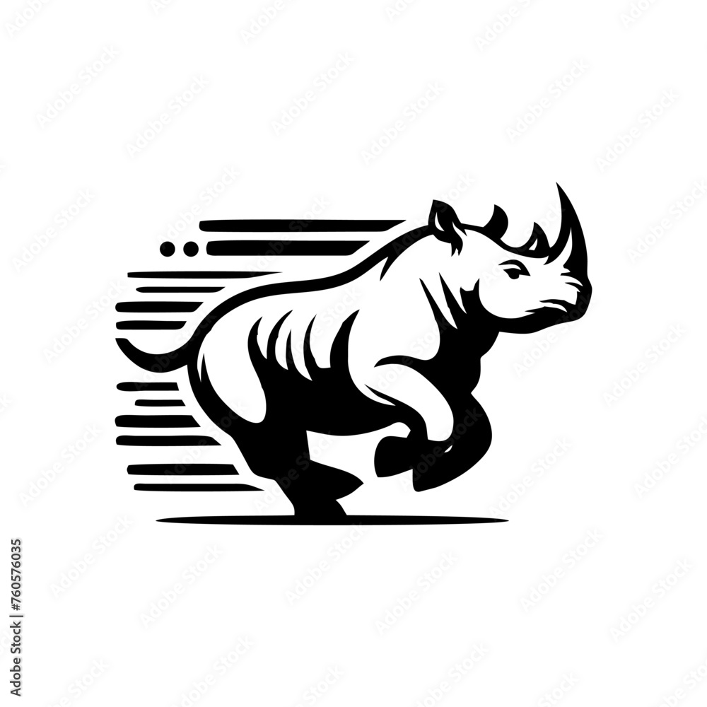 Rhino vector logo stock. Vector illustration of a silhouette of a rhino standing on isolated white background Rhino vector logo stock. Vector illustration of a silhouette of a rhino standing on isolated white background