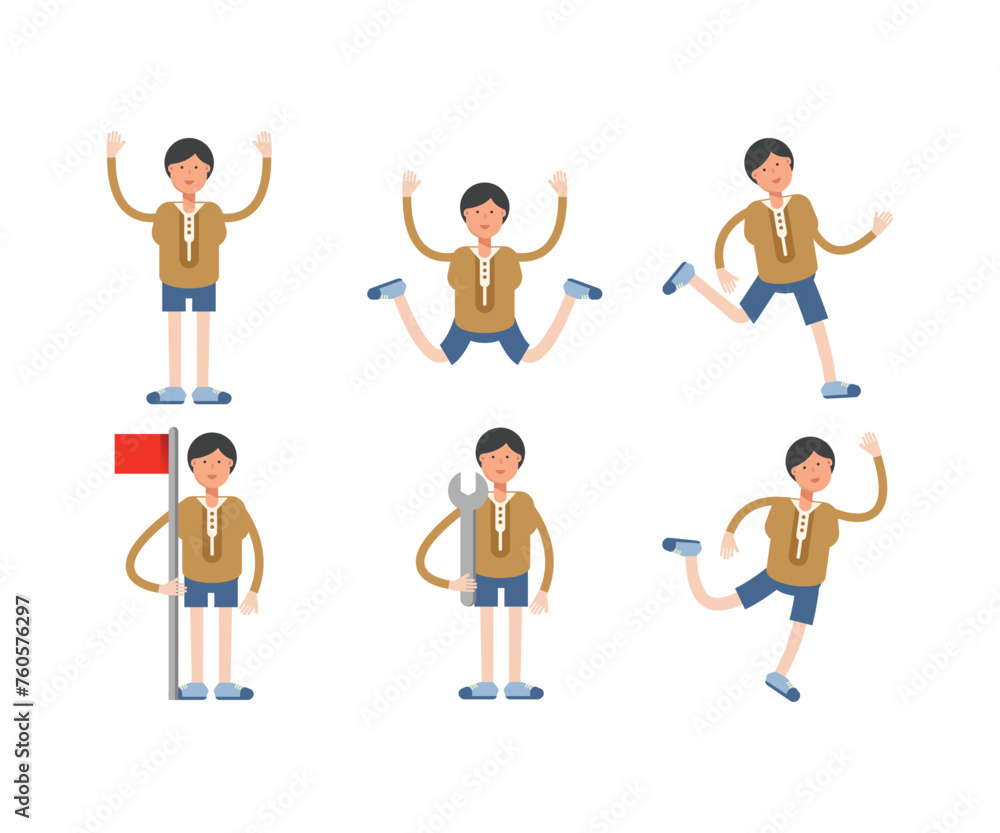 Naklejka premium boy student characters set vector illustration