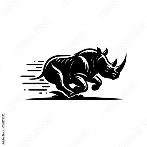 Rhino vector logo stock. Vector illustration of a silhouette of a rhino standing on isolated white background