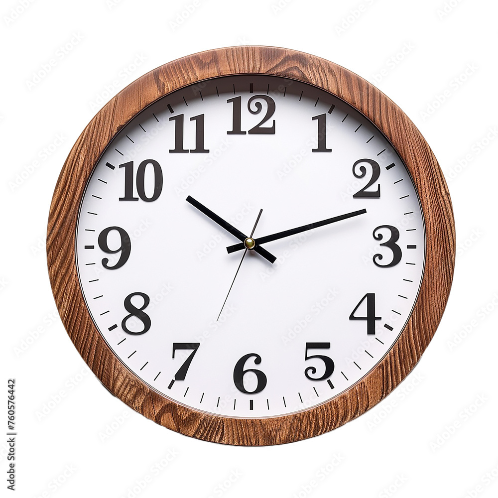 wall clock with wooden frame isolated on transparency background wall clock with wooden frame isolated on transparency background