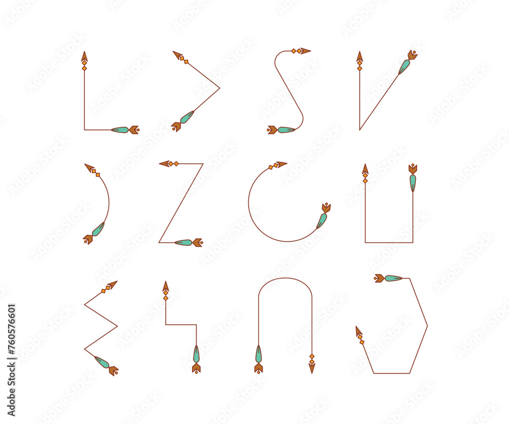 decorative arrows set in bohemian style illustration decorative arrows set in bohemian style illustration