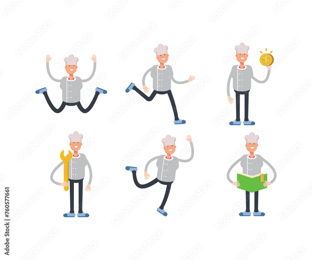 male chef characters set vector illustration male chef characters set vector illustration