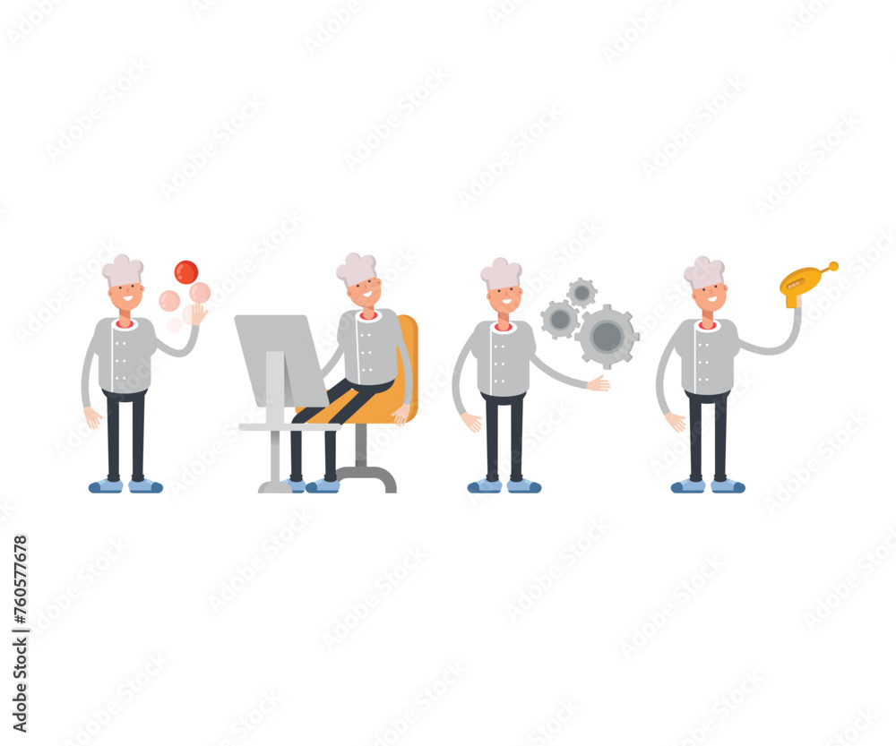 male chef characters set vector illustration male chef characters set vector illustration