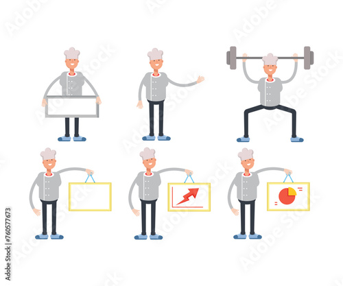 male chef characters set vector illustration