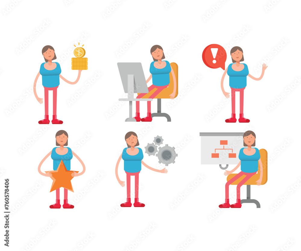 woman characters set vector illustration woman characters set vector illustration