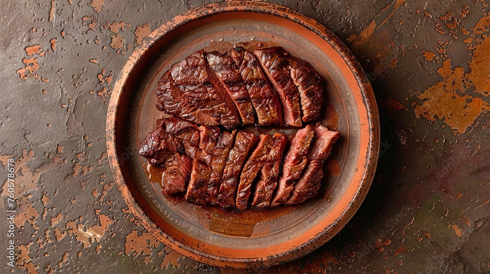 Minimalist Top-View Carne Asada on Rustic Terracotta Dish
Minimalist Top-View Carne Asada on Rustic Terracotta Dish