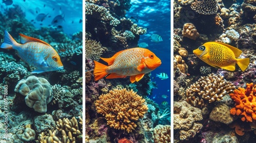 Tropical Fish Trio on Coral Reef