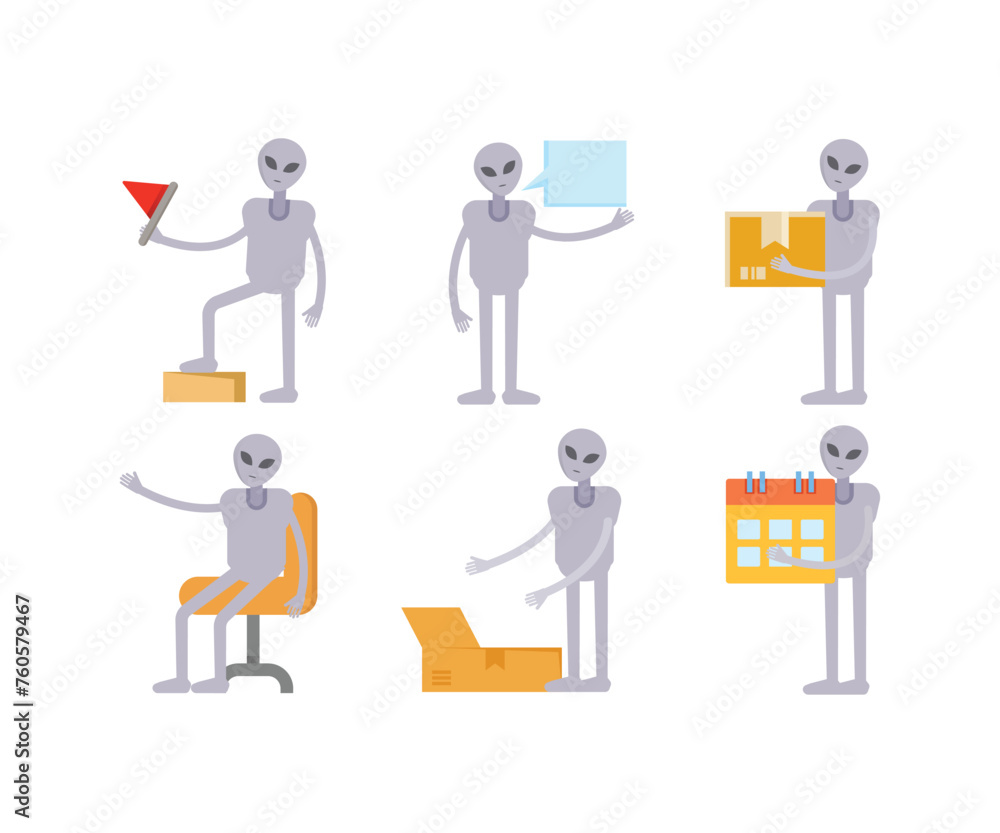 Obraz premium alien character in various poses vector illustration