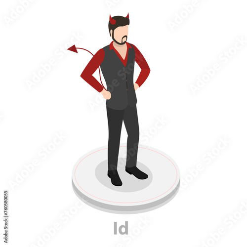 3D Isometric Flat Vector Illustration of Id, Ego, And Superego, Psychology Models. Item 3