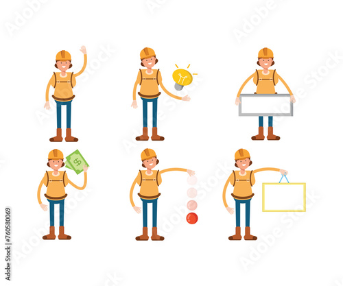 woman climber or trekker characters set vector illustration