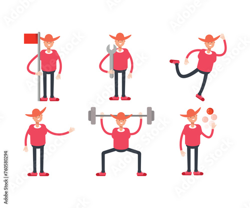 cowboy characters set in various poses illustration © bigpa