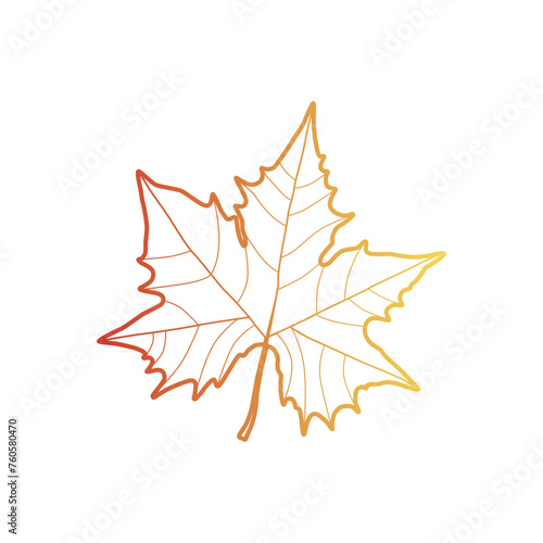 Vector hand-drawn color outline illustration of autumn leaves in orange, red, and yellow colors. Isolated SVG files for Cricut. For creating various autumn fall designs