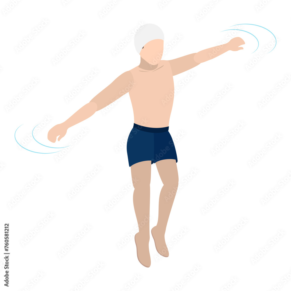 3D Isometric Flat Vector Set of Pool Swimmers, Water Activities. Item 1 3D Isometric Flat Vector Set of Pool Swimmers, Water Activities. Item 1