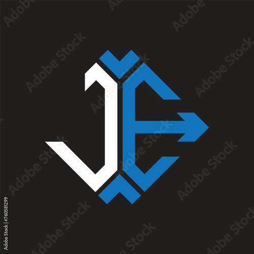 JE letter logo design on black background. JE creative initials letter logo concept. JE letter design.
 photo