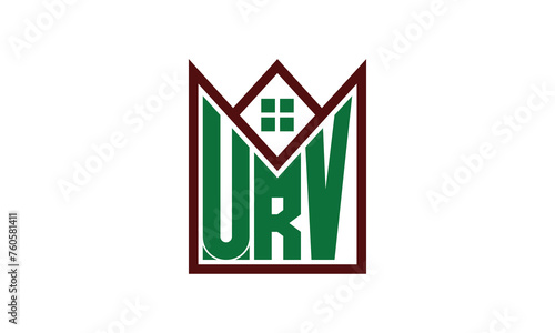 URV initial letter real estate builders logo design vector. construction, housing, home marker, property, building, apartment, flat, compartment, business, corporate, house rent, rental, commercial photo