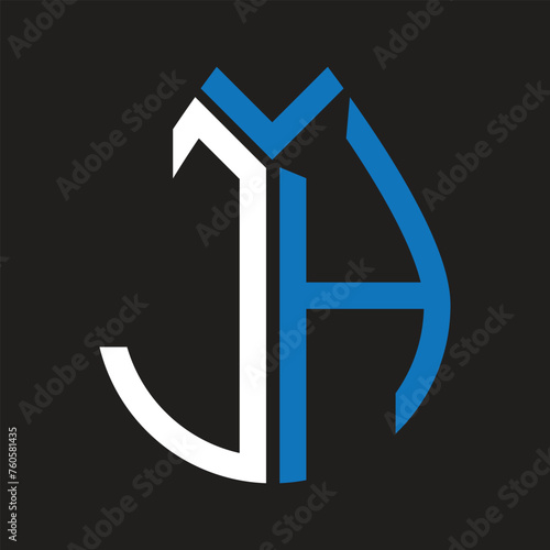 JH letter logo design on black background. JH creative initials letter logo concept. JH letter design.
 photo