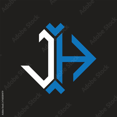 JH letter logo design on black background. JH creative initials letter logo concept. JH letter design.
 photo