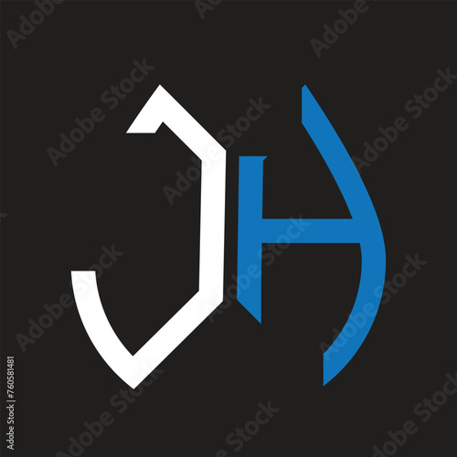 JH letter logo design on black background. JH creative initials letter logo concept. JH letter design.
 photo