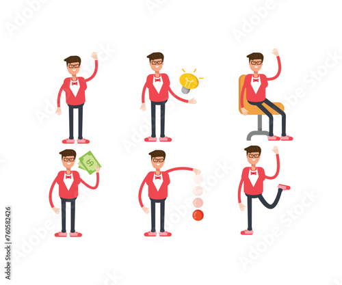 male characters in different poses vector illustration