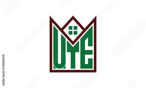 UTE initial letter real estate builders logo design vector. construction, housing, home marker, property, building, apartment, flat, compartment, business, corporate, house rent, rental, commercial