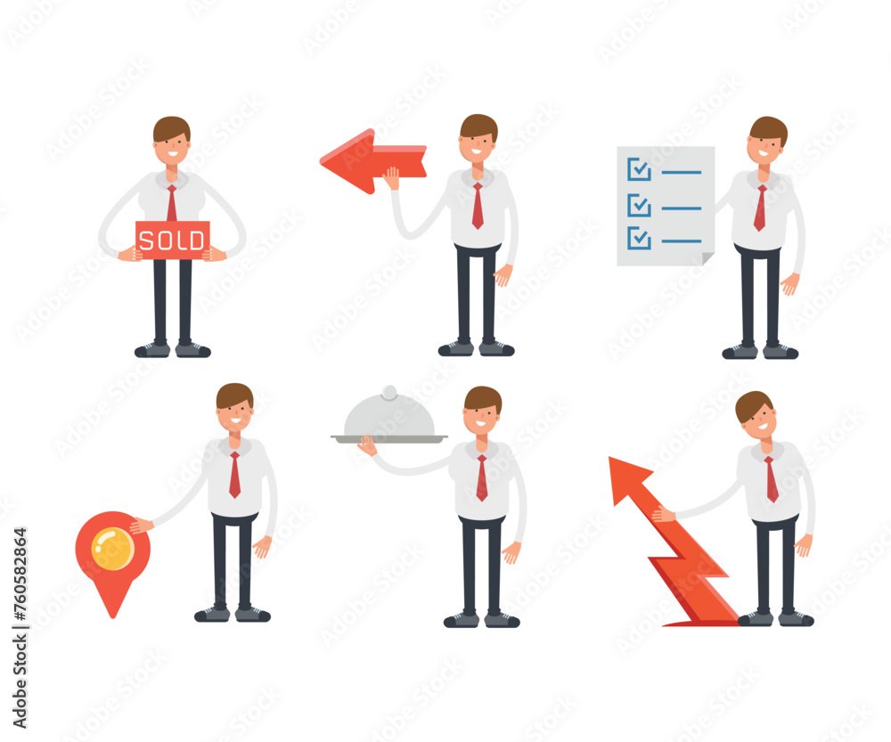 office worker characters set in various poses vector illustration office worker characters set in various poses vector illustration
