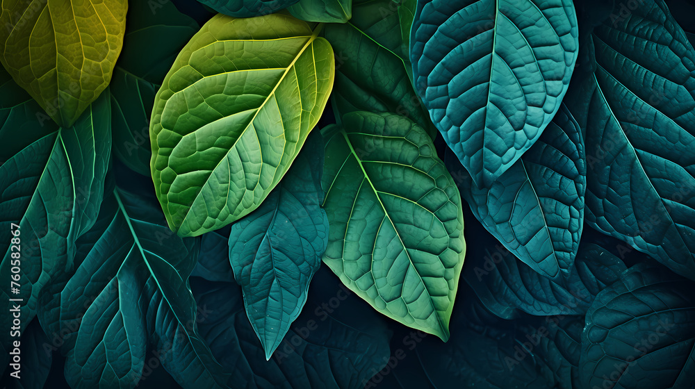 Fototapeta premium Green abstract background, HD detailed leaf pattern texture