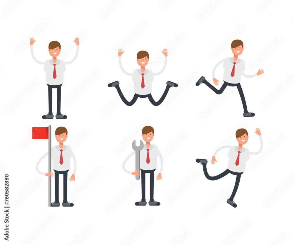 office worker characters set in various poses vector illustration office worker characters set in various poses vector illustration