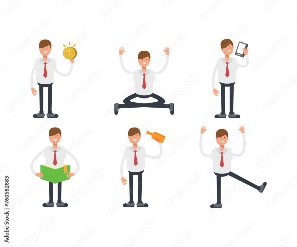 office worker characters set in various poses vector illustration office worker characters set in various poses vector illustration