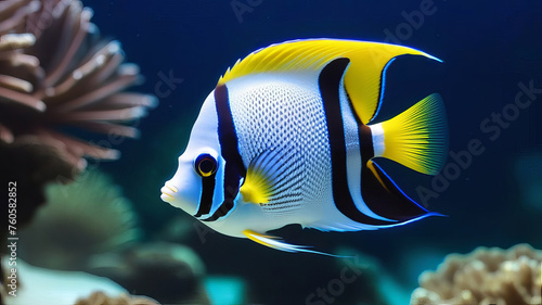 COPPERBAND BUTTERFLYFISH (Chelmon rostratus) Fish from Pacific Ocean photo