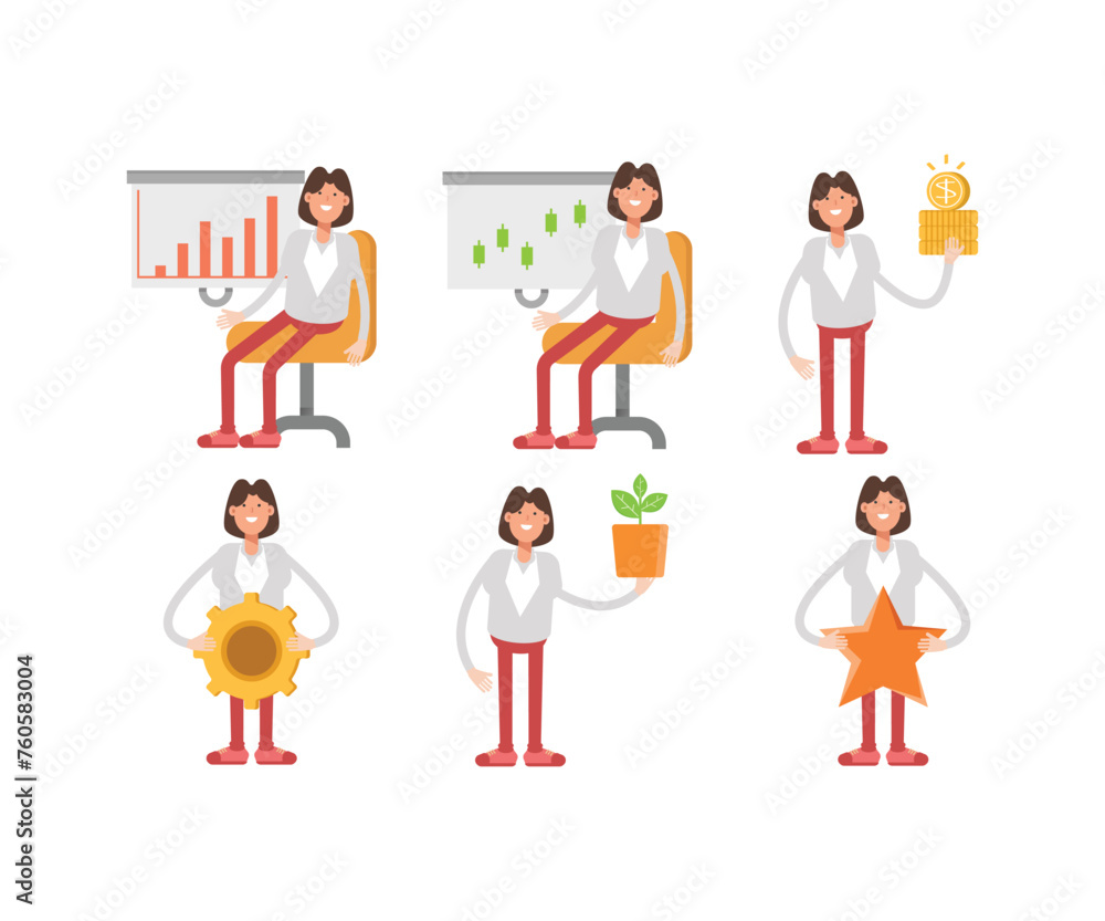 business woman characters in various poses vector illustration business woman characters in various poses vector illustration
