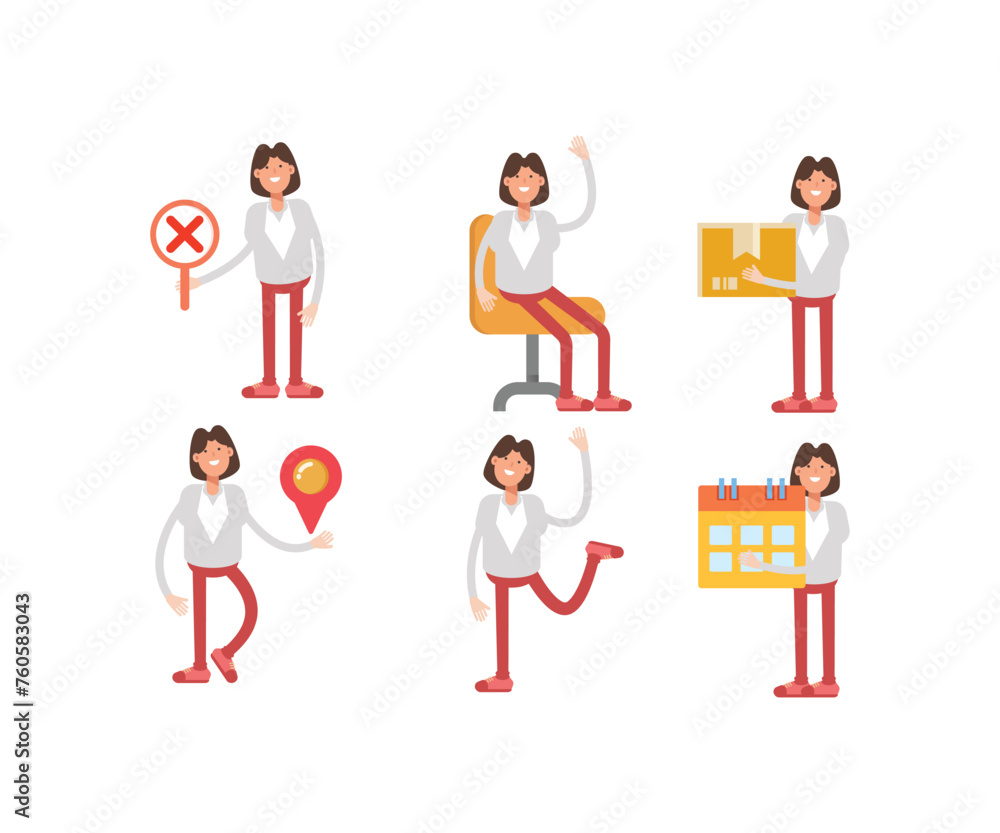 business woman characters in various poses vector illustration business woman characters in various poses vector illustration