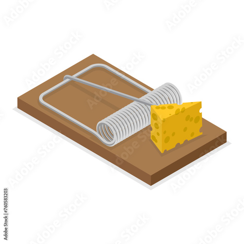 3D Isometric Flat Vector Set of Wild Animal and Insect Traps, Hunting and Trapping. Item 3