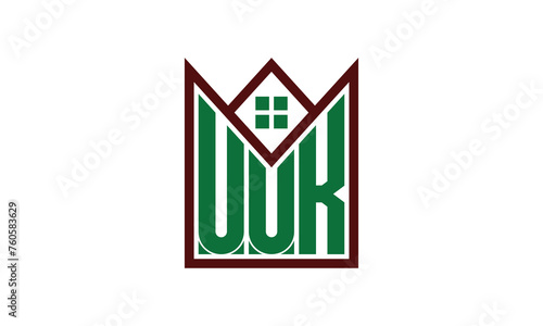 UUK initial letter real estate builders logo design vector. construction, housing, home marker, property, building, apartment, flat, compartment, business, corporate, house rent, rental, commercial