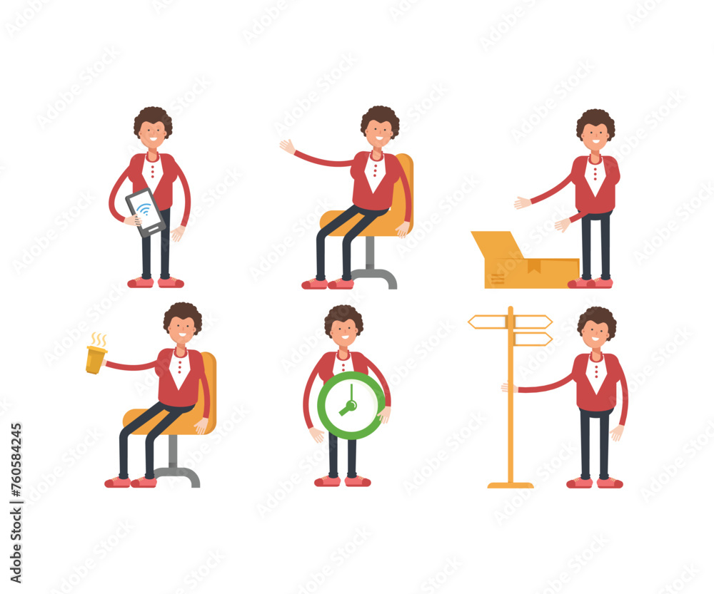 office workers characters set in various poses vector illustration office workers characters set in various poses vector illustration