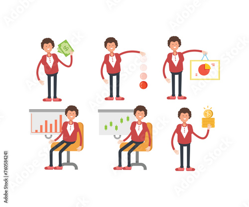 office workers characters set in various poses vector illustration