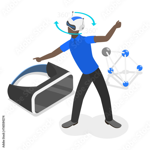 3D Isometric Flat Vector Illustration of Extended Reality, VR, AR or MR. Item 1