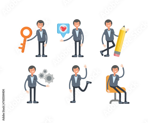 office worker characters in different poses set vector illustration