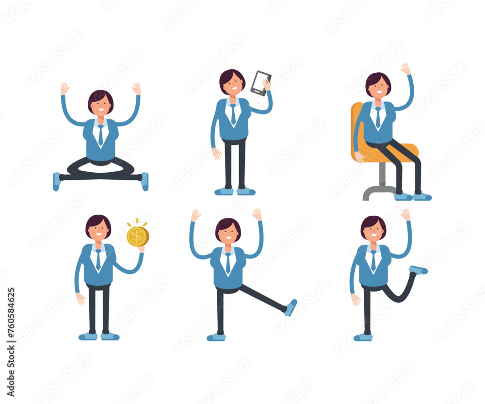 business woman characters in different poses vector set business woman characters in different poses vector set
