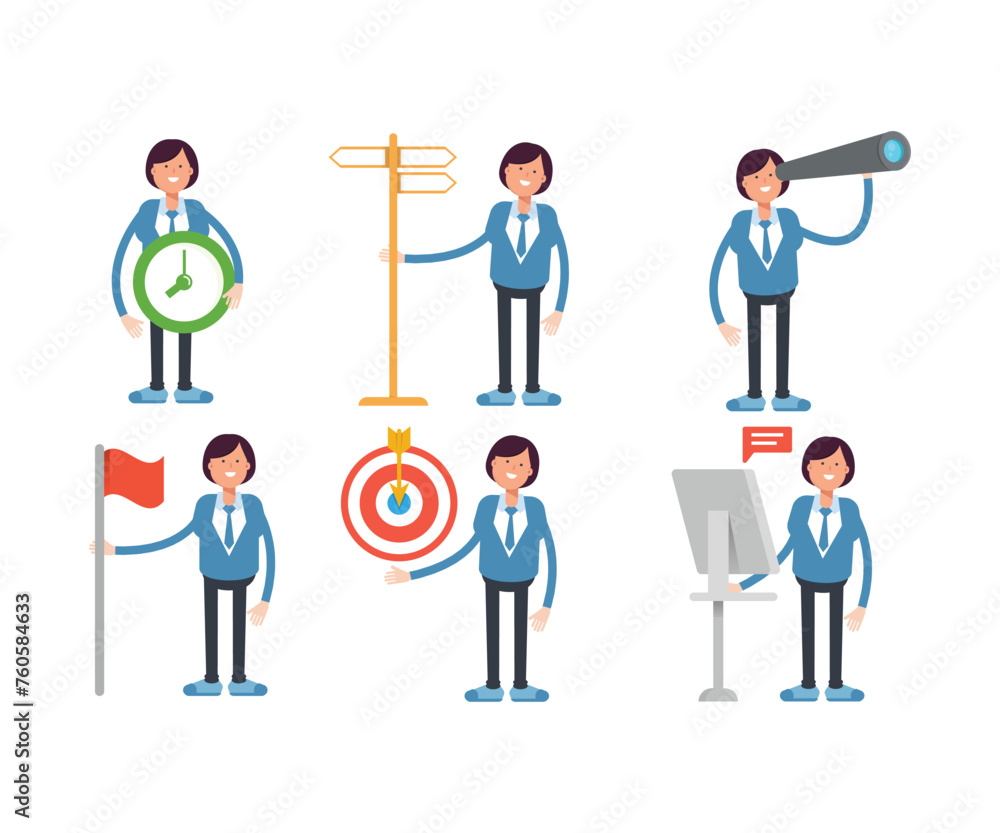 business woman characters in different poses vector set business woman characters in different poses vector set