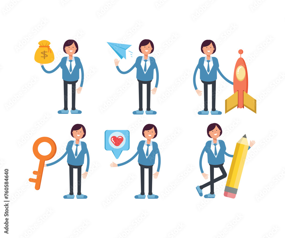 business woman characters in different poses vector set business woman characters in different poses vector set
