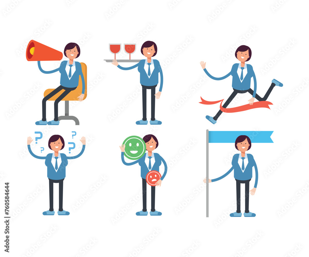 business woman characters in different poses vector set business woman characters in different poses vector set