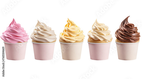 Ice cream on white isolated on clear png background and transparent background. food drink and dessert concept for cafe and restaurent, AI generative.	
