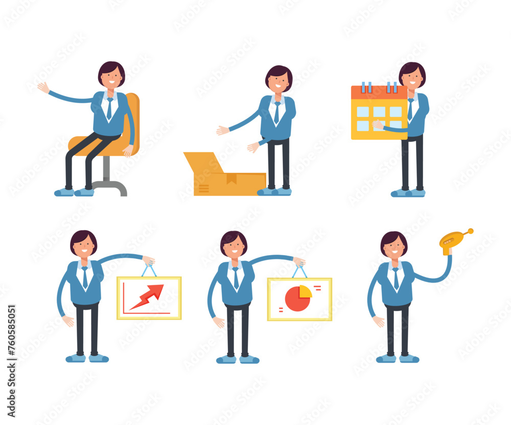 business woman characters in different poses vector set business woman characters in different poses vector set