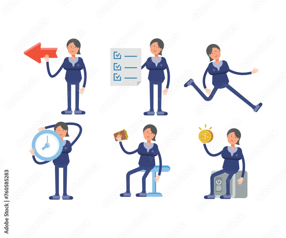 Obraz premium female doctor characters set vector illustration