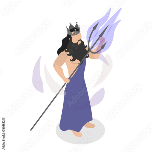 3D Isometric Flat Vector Illustration of Ancient Mythology Heroes, Zeus, Poseidon and Hades. Item 3