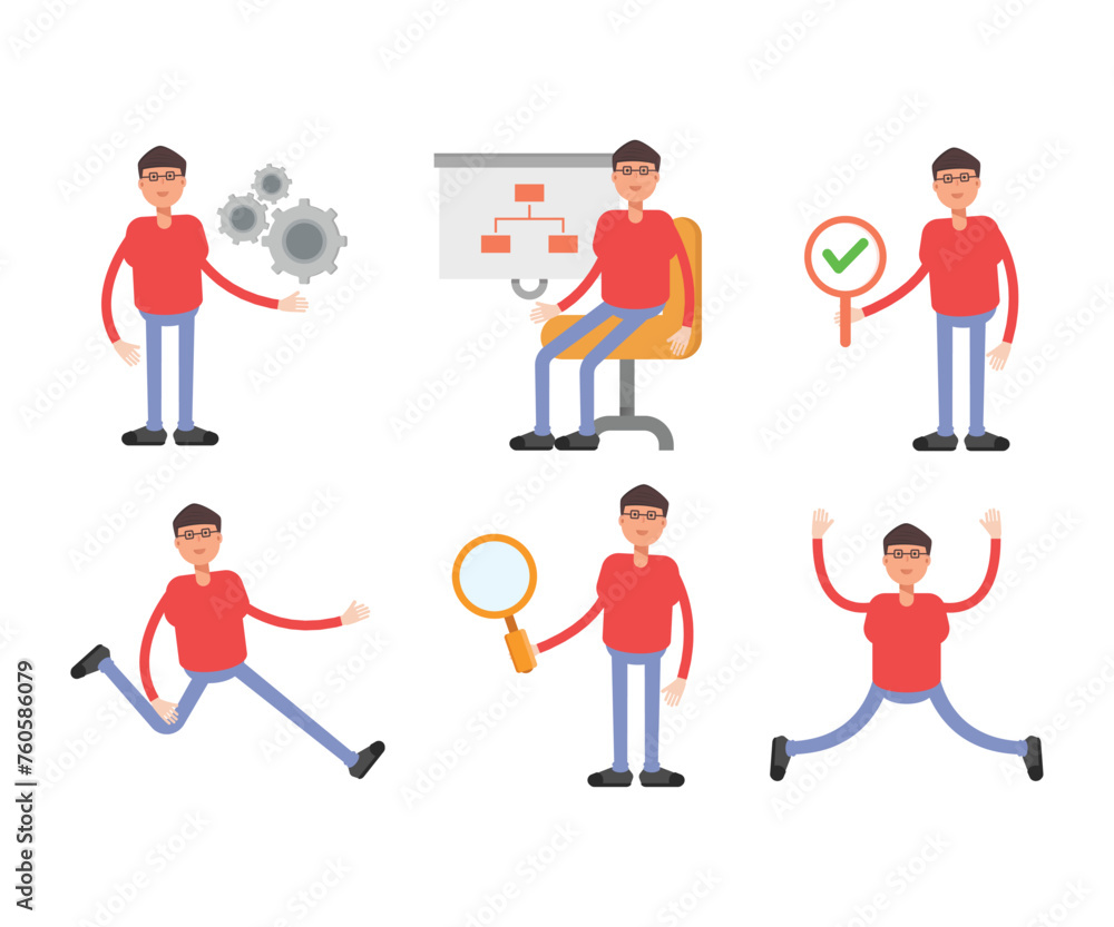 boy characters set in various poses vector illustration boy characters set in various poses vector illustration