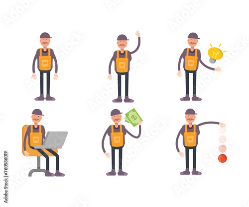 handyman characters in different poses vector set © bigpa